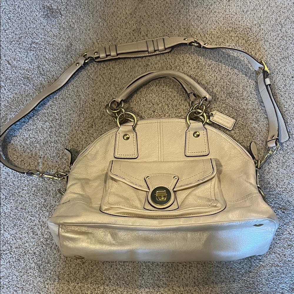 Coach Cream Shoulder Bag with Gold Accents